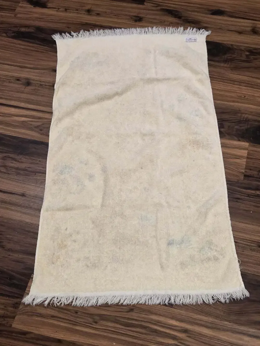 Vtg Cannon Royal Family Floral Bath Towel Fringe Shabby Chic Retro Cottagecore